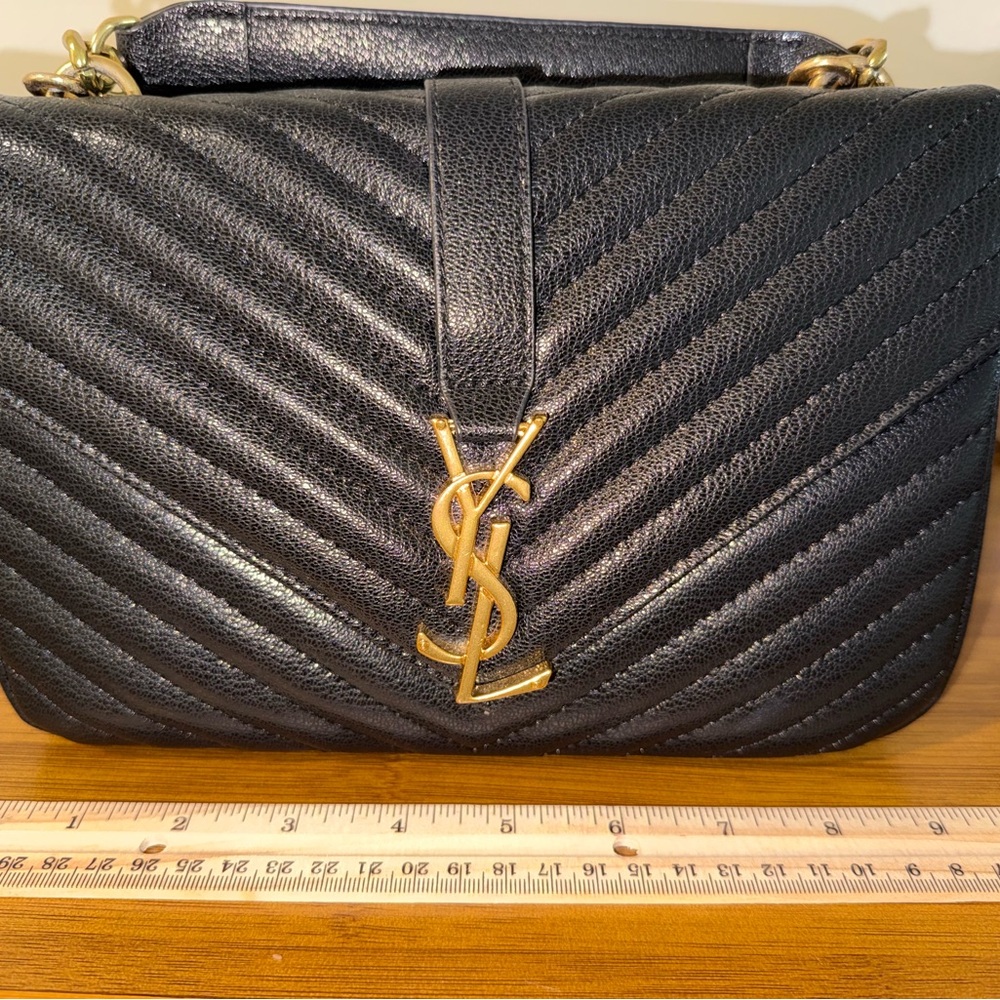 Saint Laurent Black Quilted Chevron Top-Handle Bag with Gold Hardware - Picture 14 of 15
